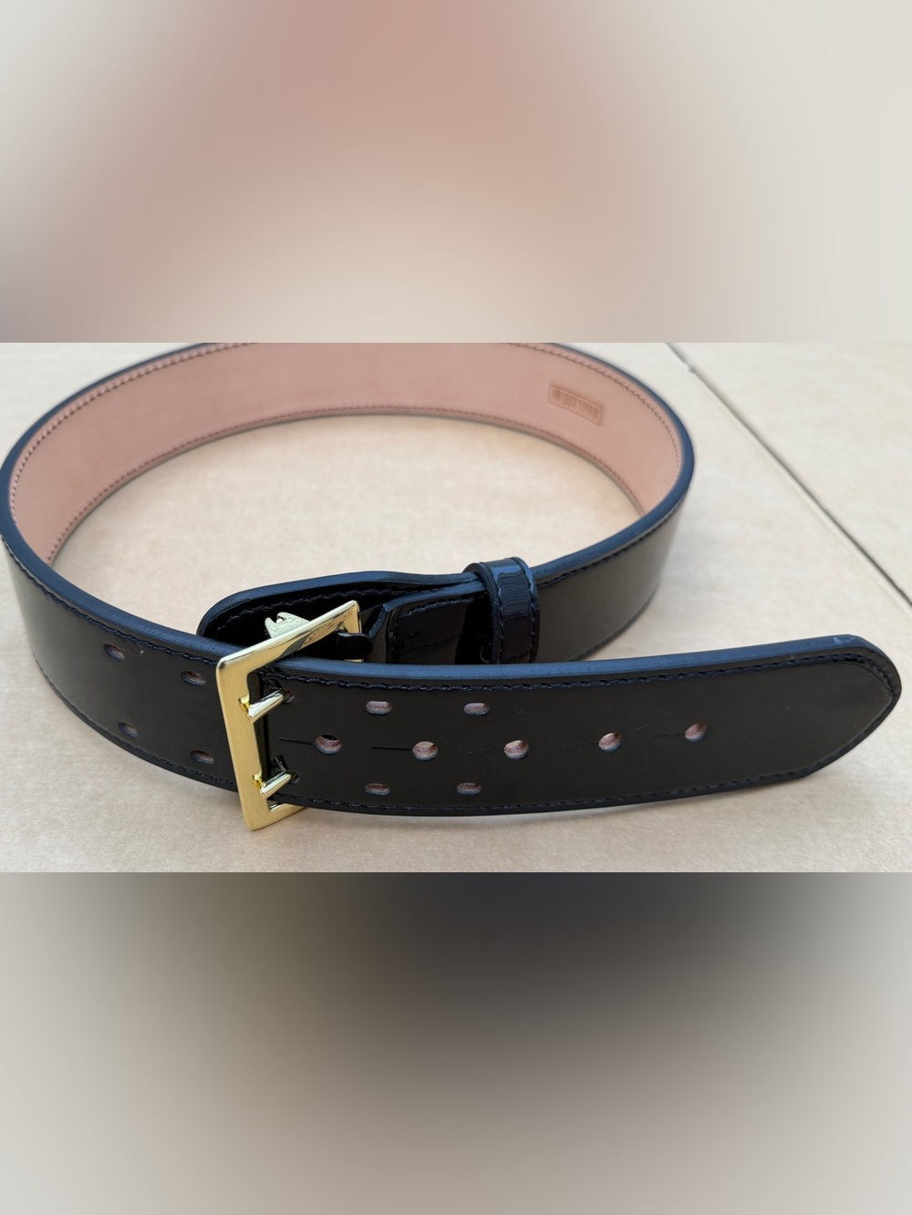 DUTYMAN 1031 High-Gloss Leather Sam Browne Duty Belt Size 36 Gold Hardware